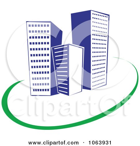 Clipart Blue Skyscraper Logo 44 - Royalty Free Vector Illustration by Vector Tradition SM