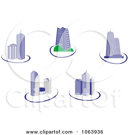 Clipart Blue Skyscrapers Digital Collage 1 - Royalty Free Vector Illustration by Vector Tradition SM