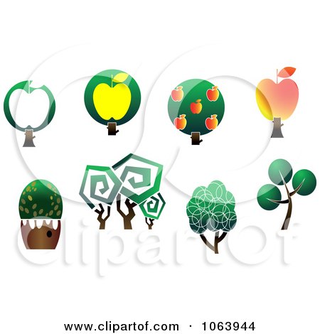 Clipart Trees Digital Collage 4 - Royalty Free Vector Illustration by Vector Tradition SM