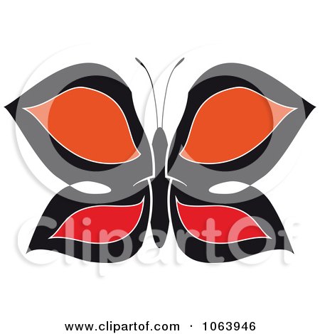 Clipart Black, Red And Orange Butterfly - Royalty Free Vector Illustration by Vector Tradition SM