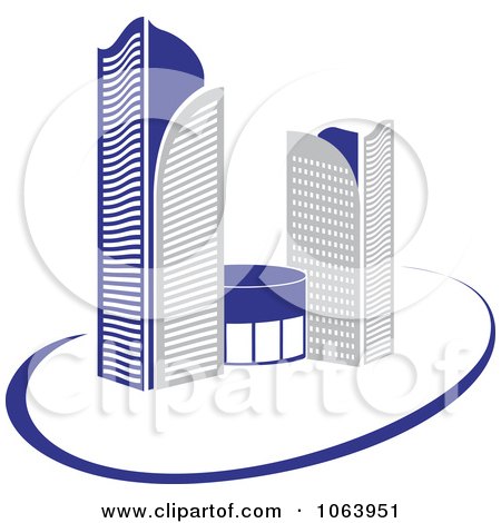 Clipart Blue Skyscraper Logo 20 - Royalty Free Vector Illustration by Vector Tradition SM