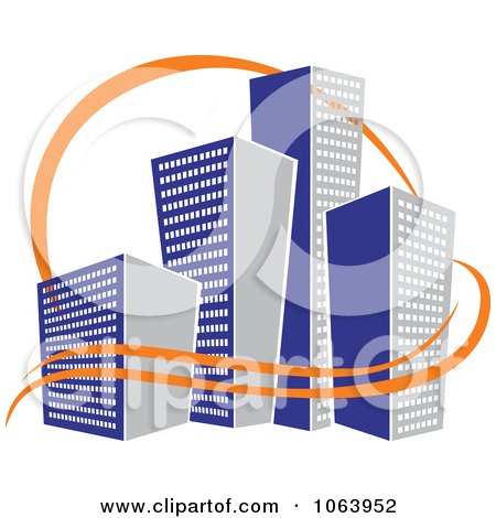Clipart Blue Skyscraper Logo 46 - Royalty Free Vector Illustration by Vector Tradition SM