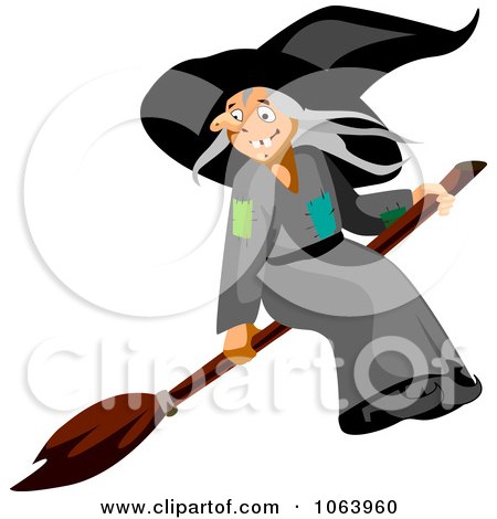 Clipart Witch On A Broomstick - Royalty Free Vector Illustration by Vector Tradition SM