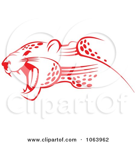 Clipart Red Jaguar Attacking - Royalty Free Vector Illustration by Vector Tradition SM