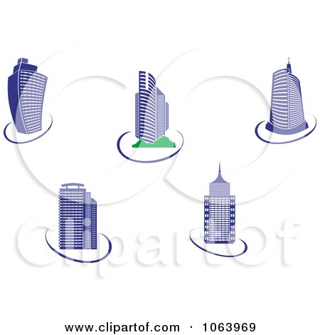 Clipart Blue Skyscrapers Digital Collage 3 - Royalty Free Vector Illustration by Vector Tradition SM