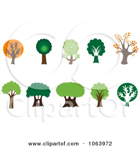 Clipart Trees Digital Collage 2 - Royalty Free Vector Illustration by Vector Tradition SM