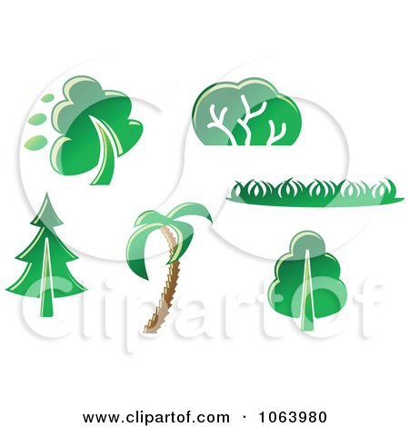 Clipart Trees Digital Collage 1 - Royalty Free Vector Illustration by Vector Tradition SM
