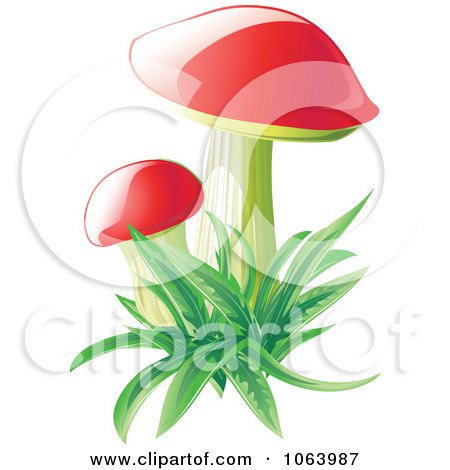 Clipart Mushrooms In Grass - Royalty Free Vector Illustration by Vector Tradition SM