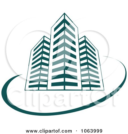 Clipart Teal Skyscraper Logo 5 - Royalty Free Vector Illustration by Vector Tradition SM