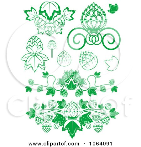 Clipart Green Floral Design Elements Digital Collage - Royalty Free Vector Illustration by Vector Tradition SM