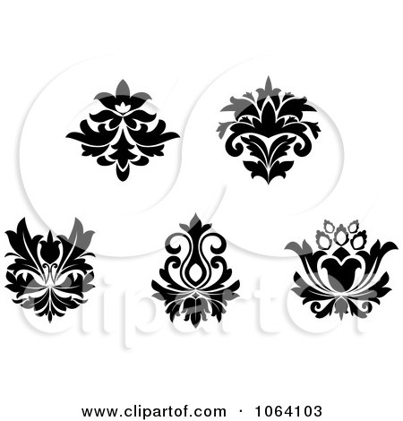 Clipart Flourishes In Black In White Digital Collage 1 - Royalty Free Vector Illustration by Vector Tradition SM