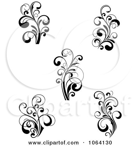Clipart Flourish Scrolls In Black In White Digital Collage 8 - Royalty Free Vector Illustration by Vector Tradition SM