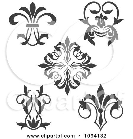Clipart Gray Flourish Design Elements Digital Collage 1 - Royalty Free Vector Illustration by Vector Tradition SM