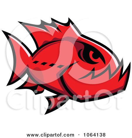Clipart Red Piranha Fish - Royalty Free Vector Illustration by Vector Tradition SM