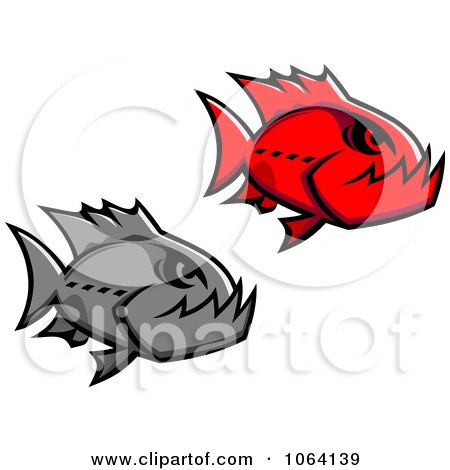 Clipart Piranha Fish Digital Collage - Royalty Free Vector Illustration by Vector Tradition SM
