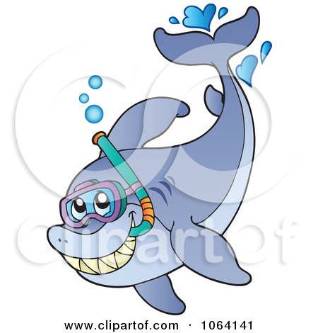 Clipart Snorkeling Shark - Royalty Free Vector Illustration by visekart