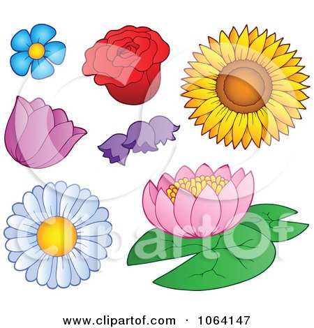 Clipart Flowers Digital Collage - Royalty Free Vector Illustration by visekart