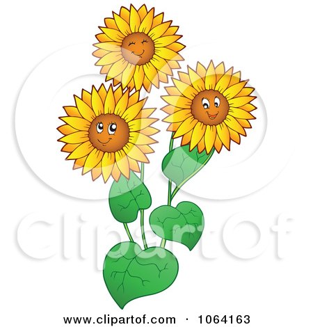 Clipart Happy Sunflowers - Royalty Free Vector Illustration by visekart