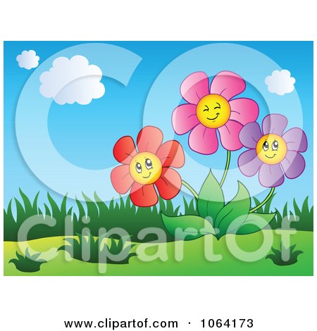 Clipart Colorful Happy Daisies - Royalty Free Vector Illustration by visekart