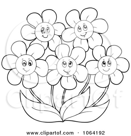 Clipart Outlined Daisies - Royalty Free Vector Illustration by visekart