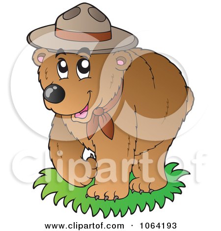 Clipart Walking Bear Scout - Royalty Free Vector Illustration by visekart