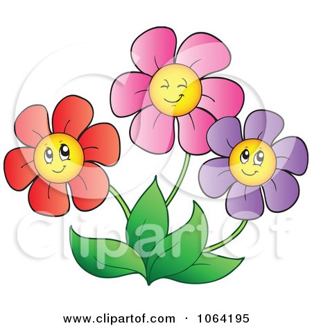Clipart Happy Colorful Daisy Flowers 5 - Royalty Free Vector Illustration by visekart