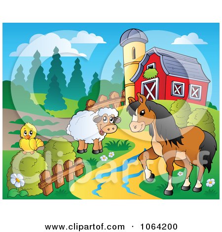Clipart Barnyard Animal Scene 2 - Royalty Free Vector Illustration by visekart