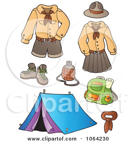Clipart Scout Uniforms And Gear Digital Collage - Royalty Free Vector Illustration by visekart