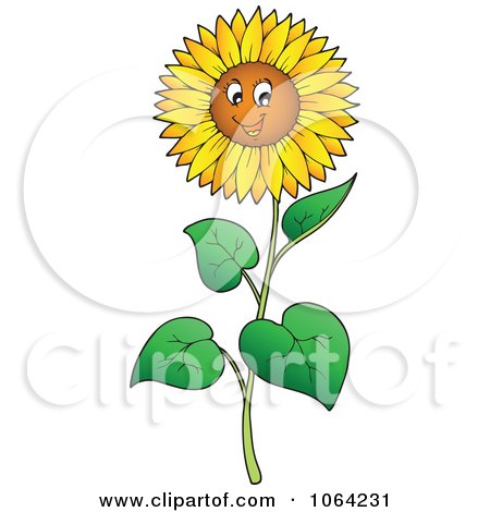 Clipart Happy Sunflower - Royalty Free Vector Illustration by visekart