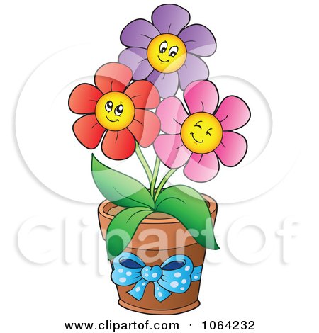 Clipart Happy Colorful Daisy Flowers 4 - Royalty Free Vector Illustration by visekart
