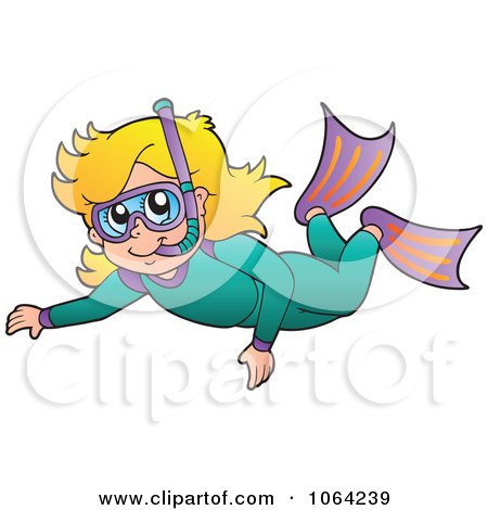 Clipart Snorkeling Girl - Royalty Free Vector Illustration by visekart