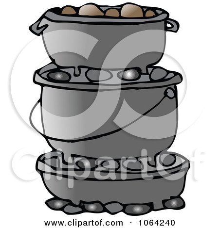 Clipart Stack Of Dutch Ovens - Royalty Free Vector Illustration by djart