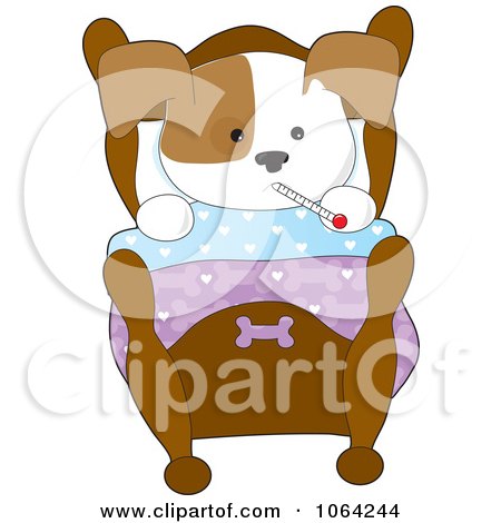Clipart Sick Puppy Resting In Bed - Royalty Free Vector Illustration by Maria Bell
