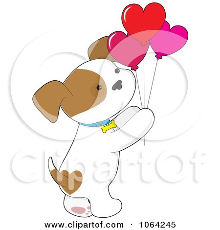 Clipart Puppy With Heart Balloons - Royalty Free Vector Illustration by Maria Bell