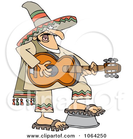 Clipart Mexican Man Playing A Guitar - Royalty Free Vector Illustration by djart