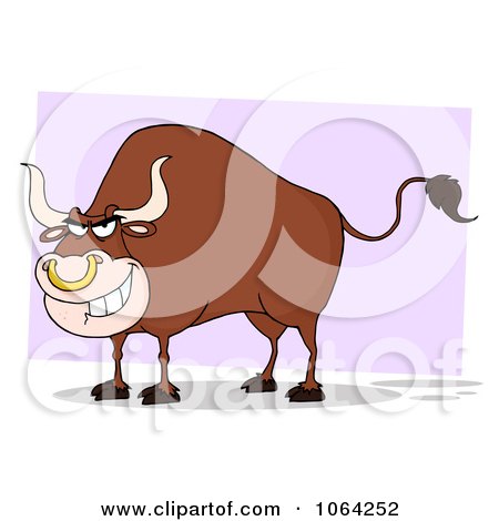 Clipart Tough Bull Grinning - Royalty Free Vector Illustration by Hit Toon