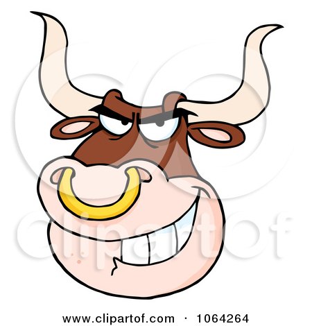 Clipart Bull Face With Nose Ring - Royalty Free Vector Illustration by Hit Toon