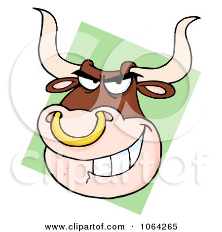 Clipart Bull With Nose Ring - Royalty Free Vector Illustration by Hit Toon