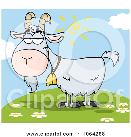 Clipart Gray Goat On A Hill - Royalty Free Vector Illustration by Hit Toon