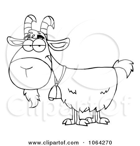 Clipart Outlined Gray Goat - Royalty Free Vector Illustration by Hit Toon
