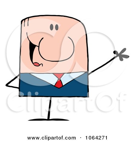 Clipart Waving Caucasian Businessman - Royalty Free Vector Illustration by Hit Toon