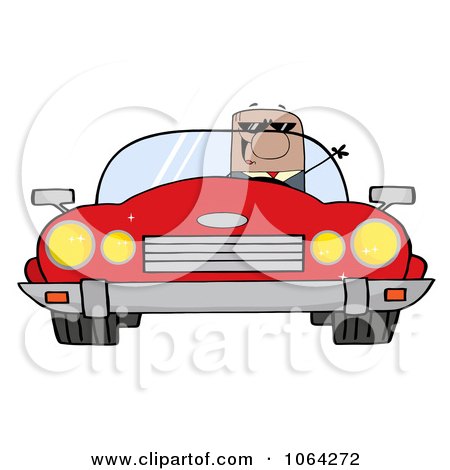 Clipart Driving Black Businessman - Royalty Free Vector Illustration by Hit Toon