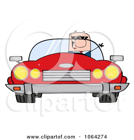 Clipart Driving Caucasian Businessman - Royalty Free Vector Illustration by Hit Toon