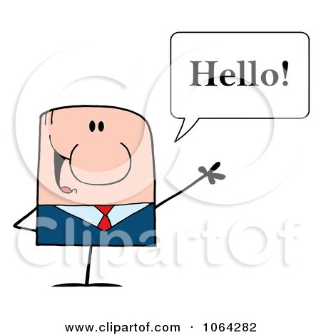 Clipart Caucasian Businessman Saying Hello - Royalty Free Vector Illustration by Hit Toon