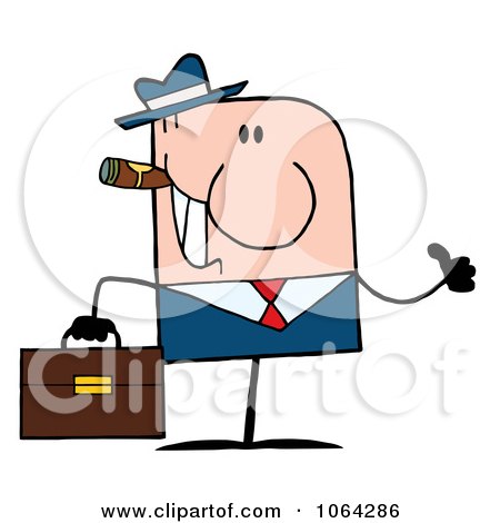 Clipart Cigar Smoking Thumbs Up Caucasian Businessman - Royalty Free Vector Illustration by Hit Toon