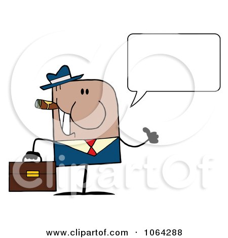 Clipart Cigar Smoking Talking Thumbs Up Black Businessman - Royalty Free Vector Illustration by Hit Toon