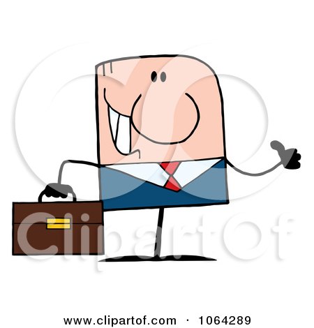 Clipart Thumbs Up Caucasian Businessman - Royalty Free Vector Illustration by Hit Toon