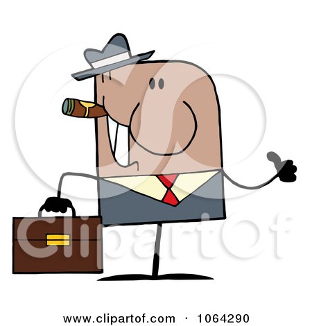 Clipart Cigar Smoking Thumbs Up Black Businessman - Royalty Free Vector Illustration by Hit Toon