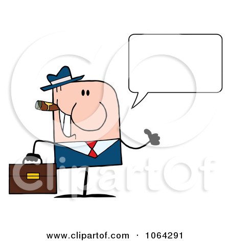 Clipart Cigar Smoking Talking Thumbs Up Caucasian Businessman - Royalty Free Vector Illustration by Hit Toon