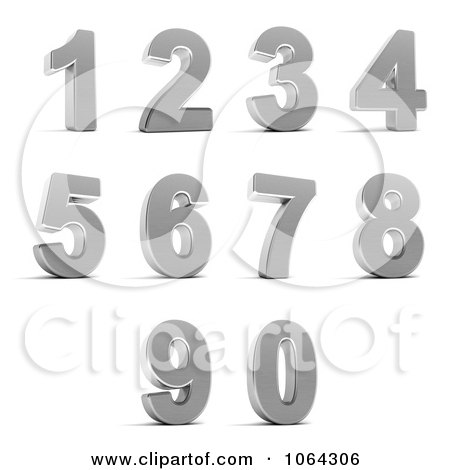 Clipart 3d Chrome Numbers Digital Collage - Royalty Free CGI Illustration by stockillustrations
